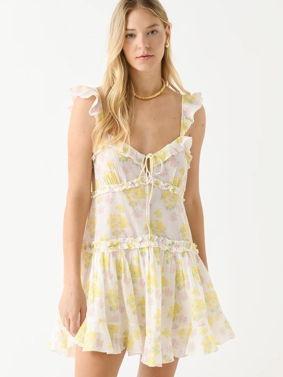 LoveShackFancy Dresses & Skirts - LoveShackFancy Frista Sherbert Sunrise Cotton Floral Mini Dress Size M